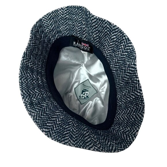 KANGOL Bucket Hat Navy Blue Herringbone Tweed Size Small Unisex - Picture 6 of 9